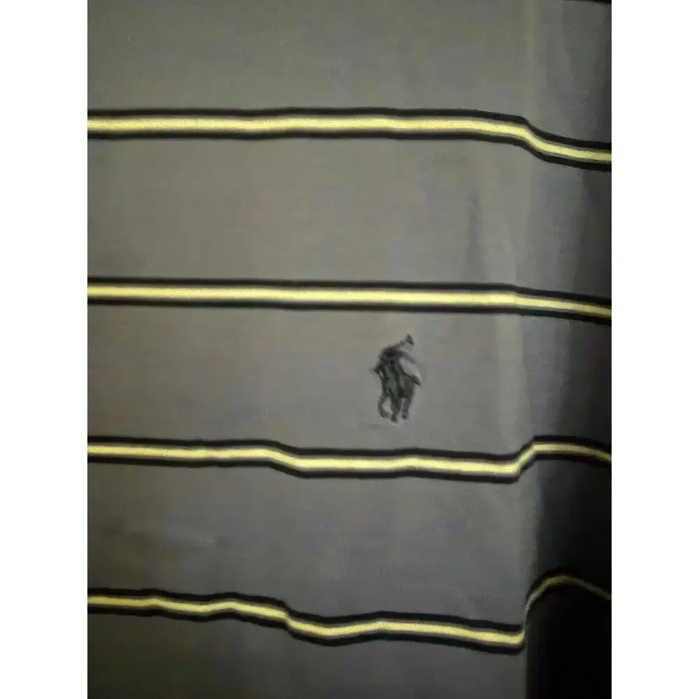 Ralph Lauren Purple Cotton Stripe Short Sleeve Polo Golf Fit Pony Preppy Mens XL